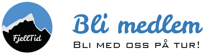 Fjelltidemblemet med teksten "bli medlem. Bli med oss på tur"